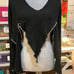 Womens Goth Shirt Size Small Medium Black Gray Thermal Cut Out Distressed Fringe