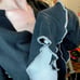 Womens Goth Shirt Size Small Medium Black Gray Thermal Cut Out Distressed Fringe