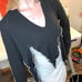 Womens Goth Shirt Size Small Medium Black Gray Thermal Cut Out Distressed Fringe
