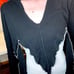 Womens Goth Shirt Size Small Medium Black Gray Thermal Cut Out Distressed Fringe