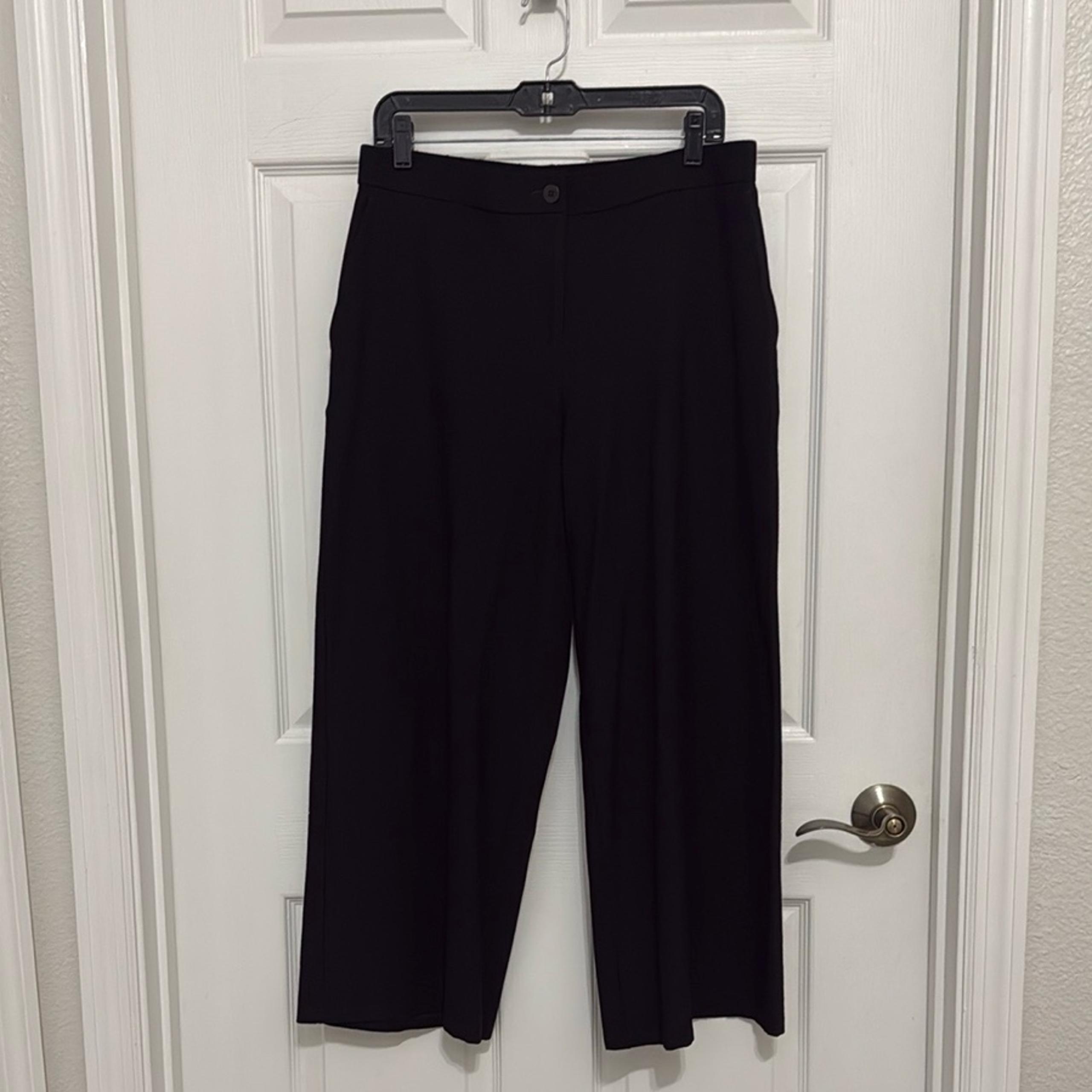 Eileen Fisher women’s black cropped wide leg pants