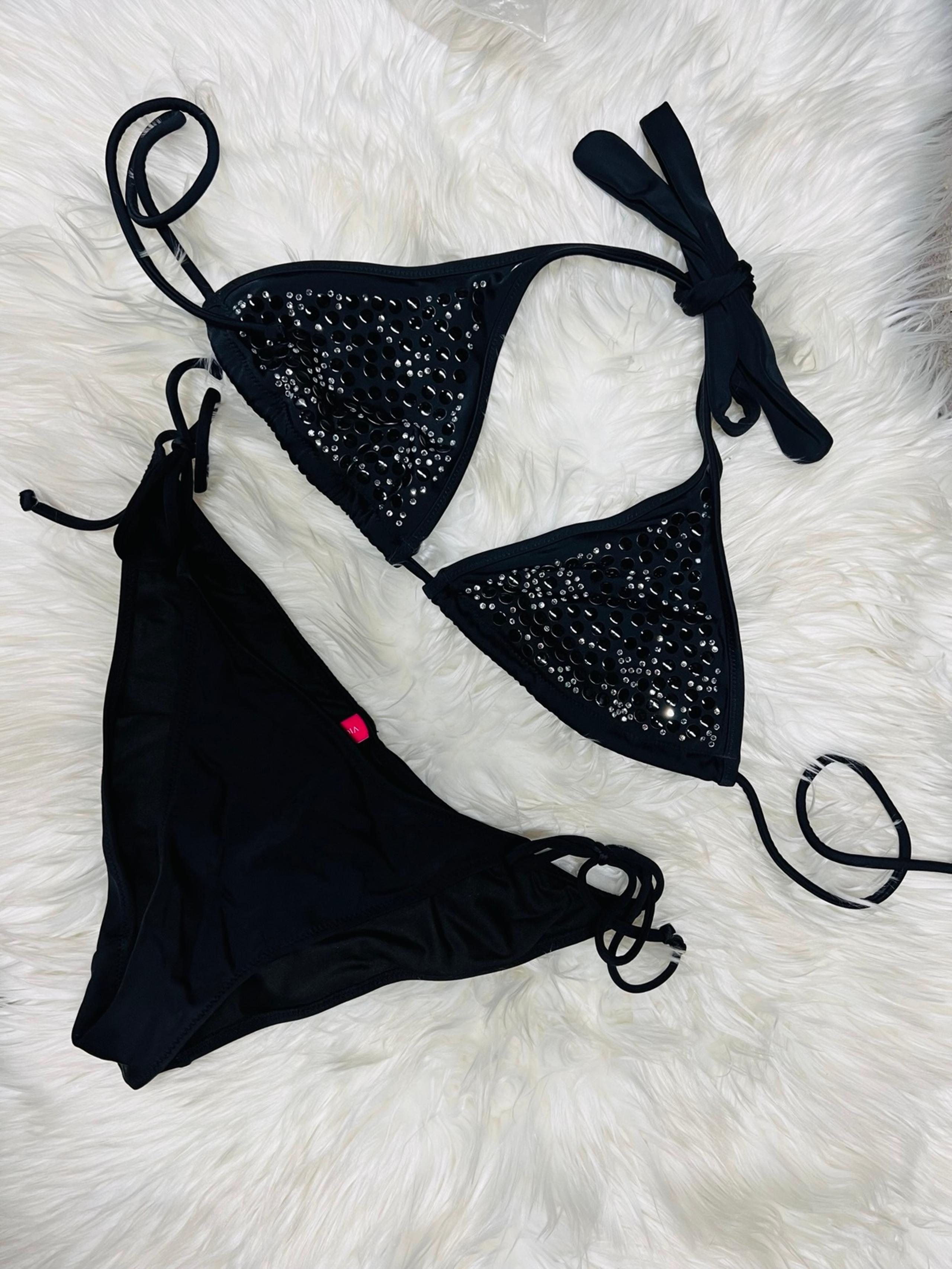 Victoria's Secret Two-Piece Sequin Black Bathing Suits Size Small/Medium EEUC