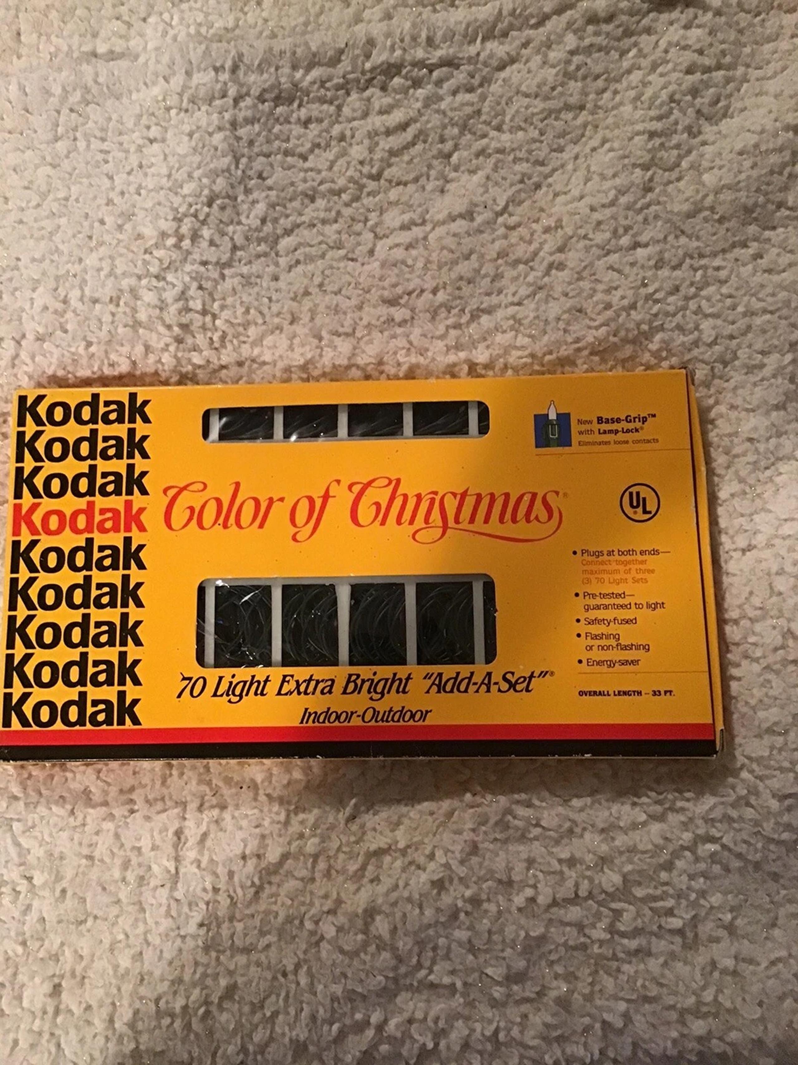 Vintage Kodak Color Of Christmas Multicolor 70 Light Extra Bright Add A Set 1991
