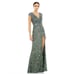 MAC DUGGAL Dress Size 2 Evening Gown Sequin Beaded Forest Green NEW Cap Sleeve