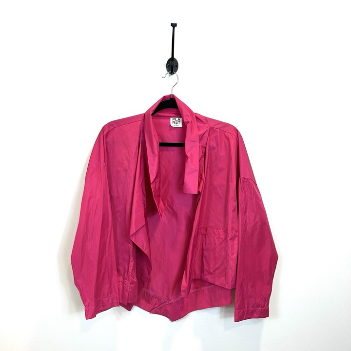 Planet One Size Nylon Asymmetrical Cropped Minimalist Usa Made Whimsical Jacket