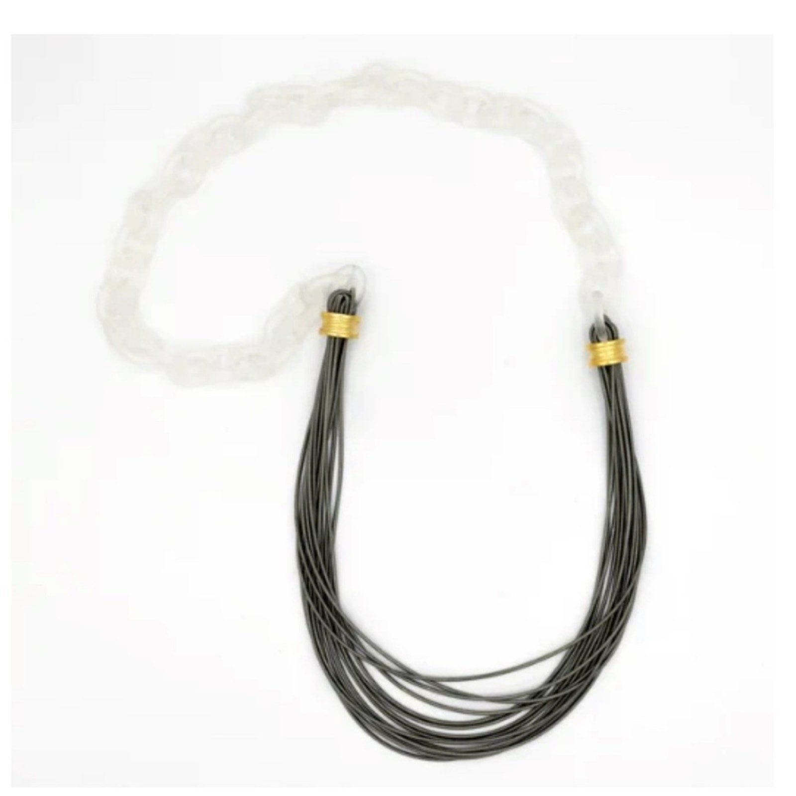 SEA LILY - women’s fronted chain dark grey matte wire & gold Necklace