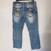 Miss Me Jeans 28 Boyfriend Capri Medium Wash Denim Distressed Flap Pockets