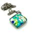 Vintage Murano Dichroic Art Glass Pendant, Colorful Square on Long Silver Tone