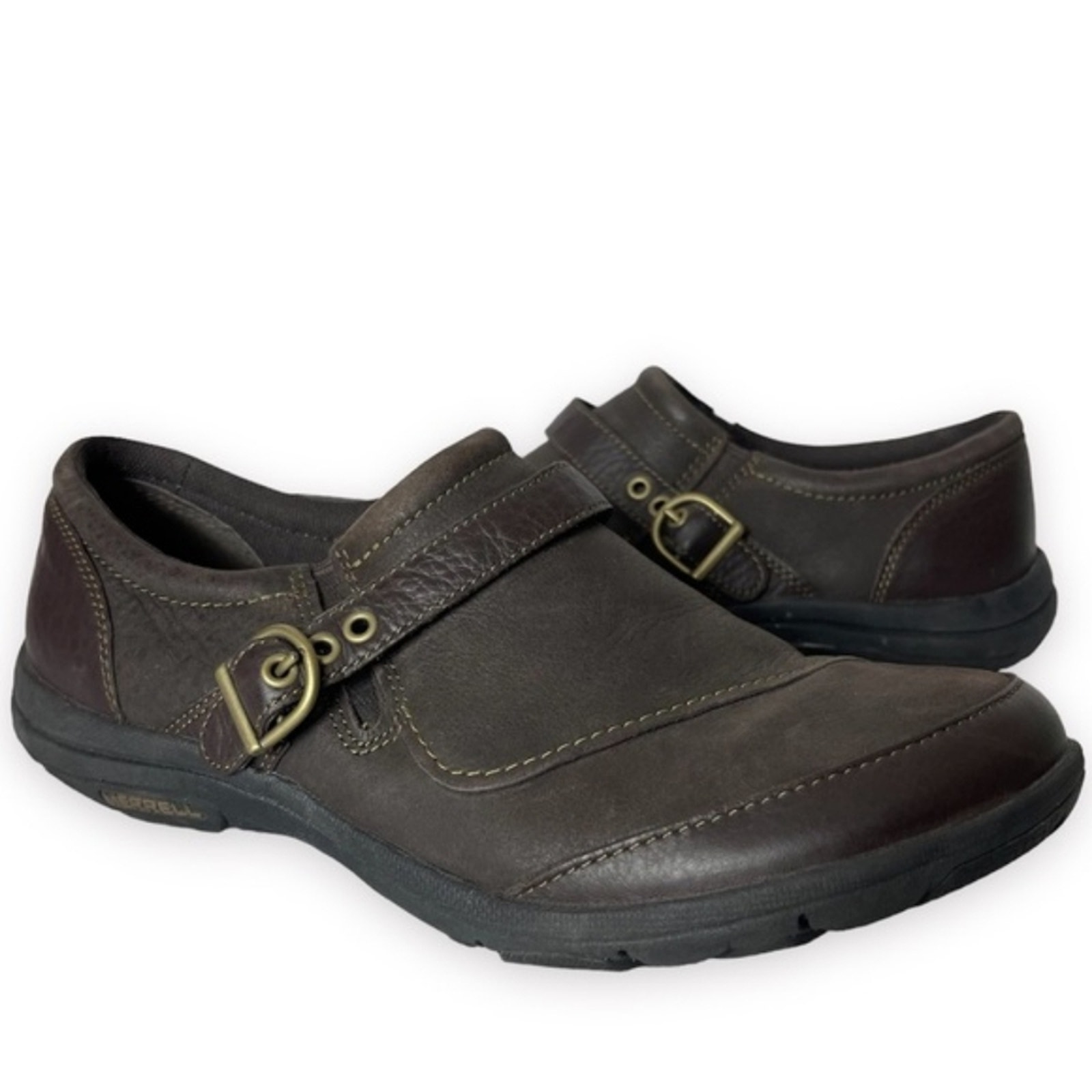 Merrell Dassie Buckle Trail Shoes Size 8 Espresso Brown Comfort Slip On