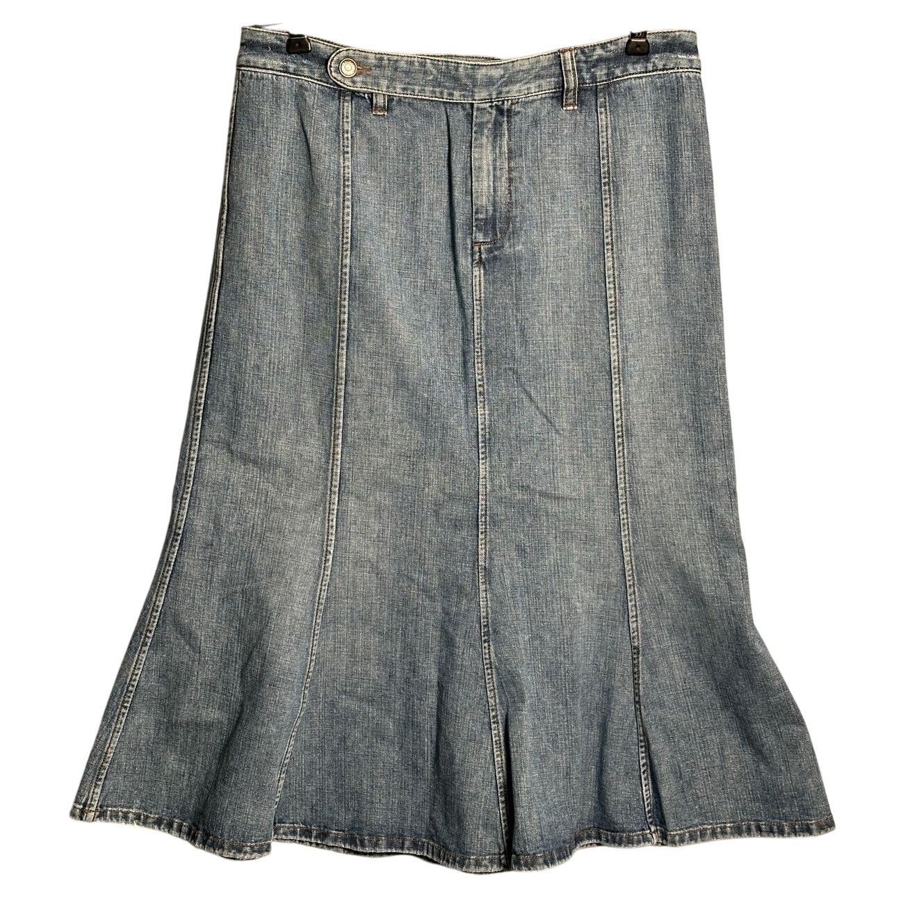 Ralph Lauren Jeans Sz 10 Vintage Denim Midi Trumpet Skirt Mermaid Y2K Western
