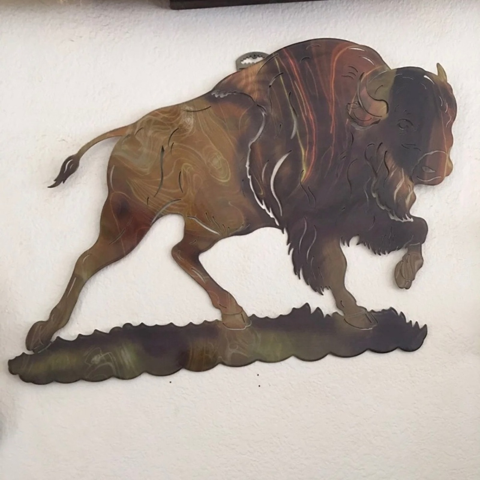 Bronze and copper Buffalo laser metal wall art