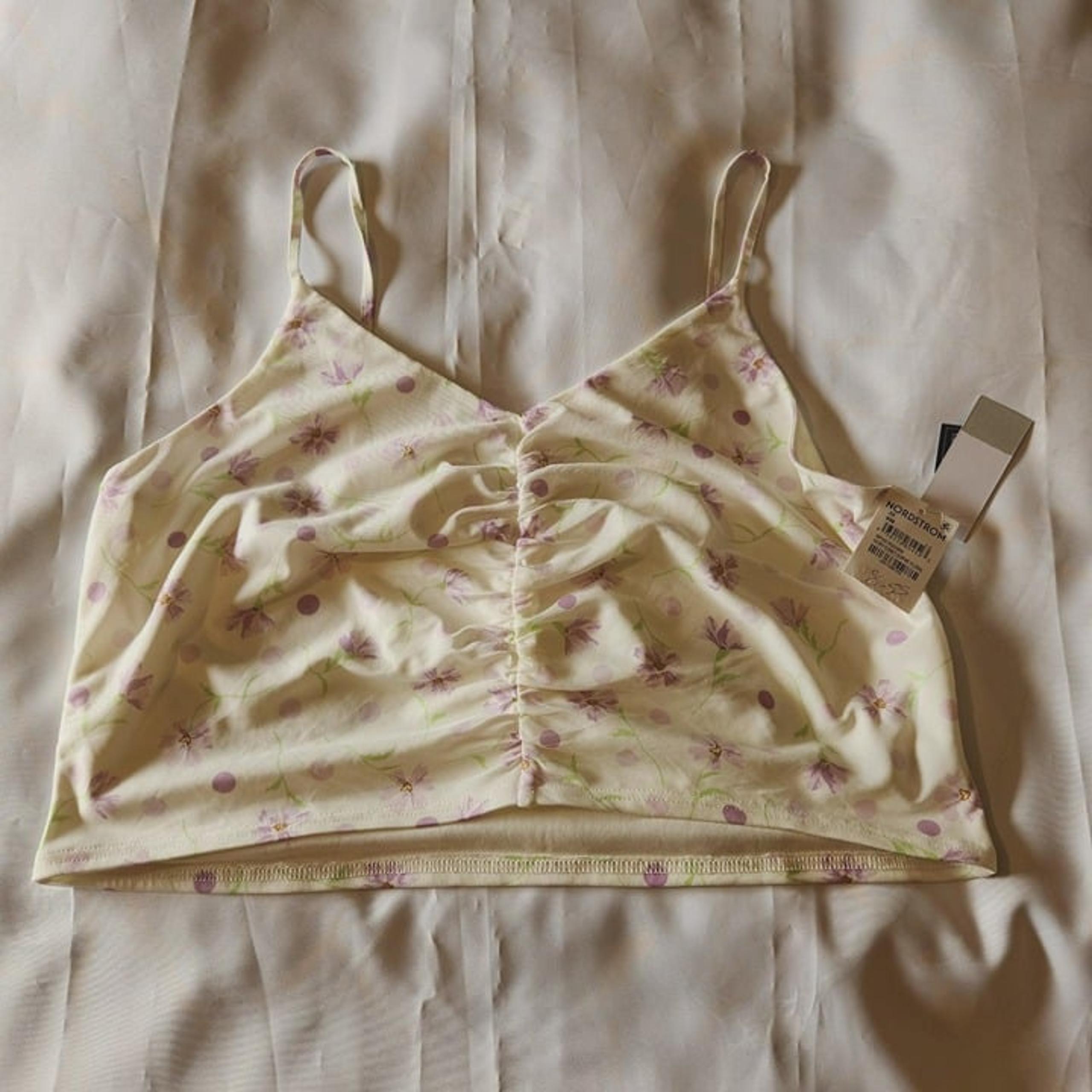 BP Nordstrom Tank Top Camisole Women's 2X Ivory Sophie Floral Cinched Front
