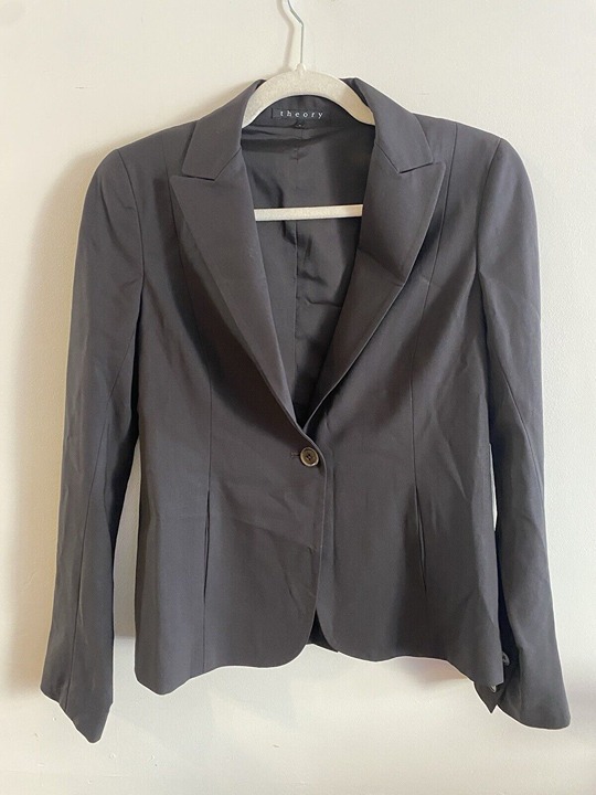 Theory Womens Wool Blazer Black Women’s Size 6