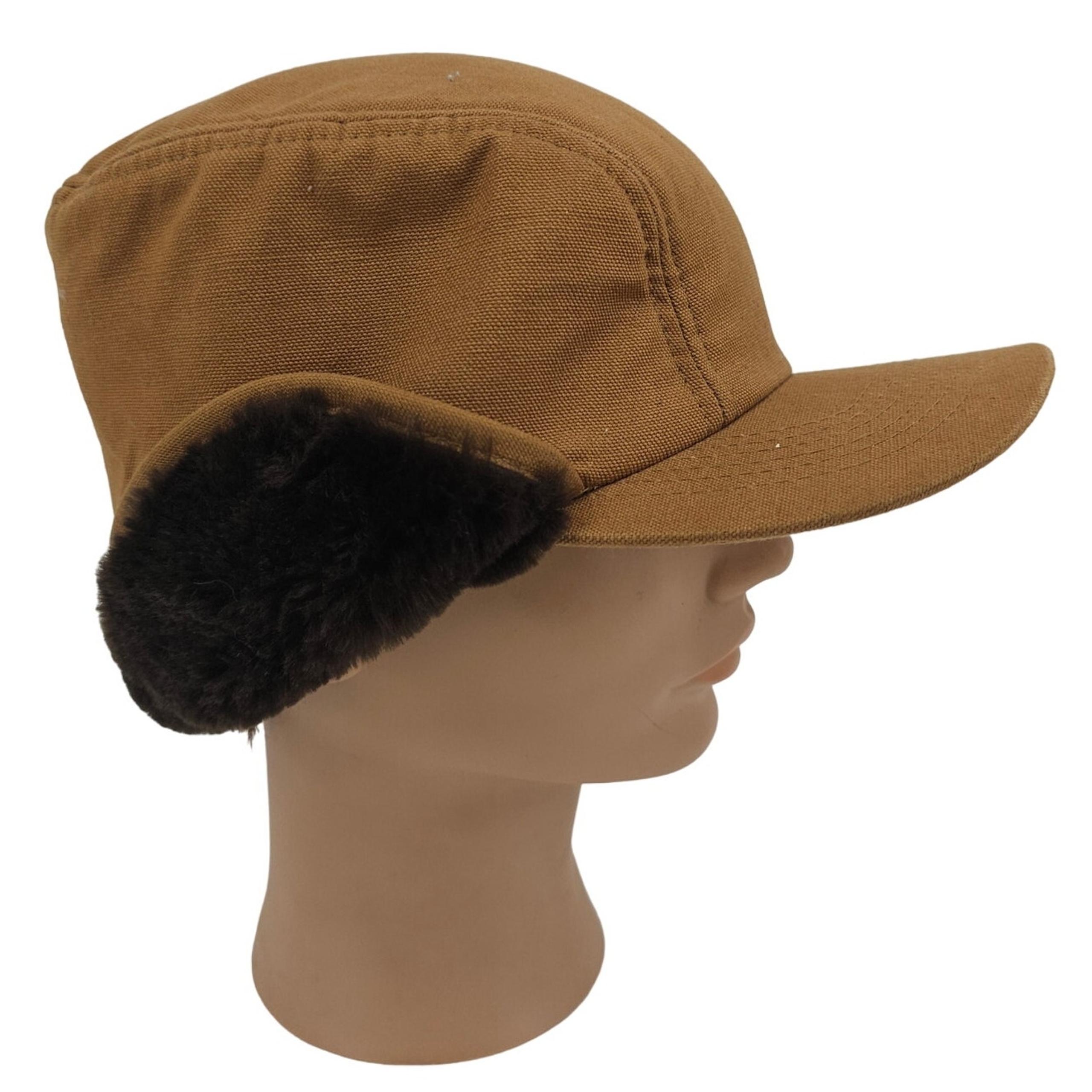 Broner Men's Duck Work Cotton faux fur Winter Ball Cap with Earflap Brown Medium