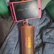 2021 China Coral bling starbucks studded tumbler