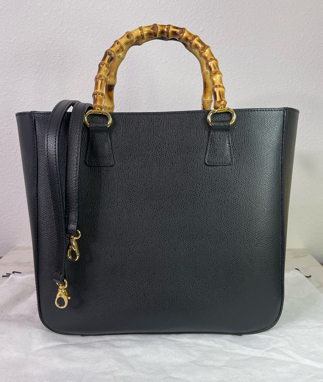 Vintage Doncaster Bamboo Handle Structured Tote Bag Italy