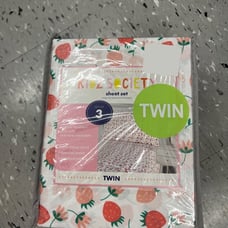 Pink strawberry TWIN sheet set
