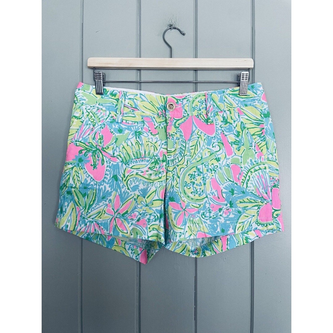 Lilly Pulitzer The Callahan Short Sz 4 Coconut Jungle Floral Print Pink Green