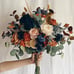 4 Fall Bridesmaid & 1 Bridal Bouquet Bundle - Rust / Navy Blue