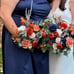 4 Fall Bridesmaid & 1 Bridal Bouquet Bundle - Rust / Navy Blue