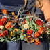 4 Fall Bridesmaid & 1 Bridal Bouquet Bundle - Rust / Navy Blue