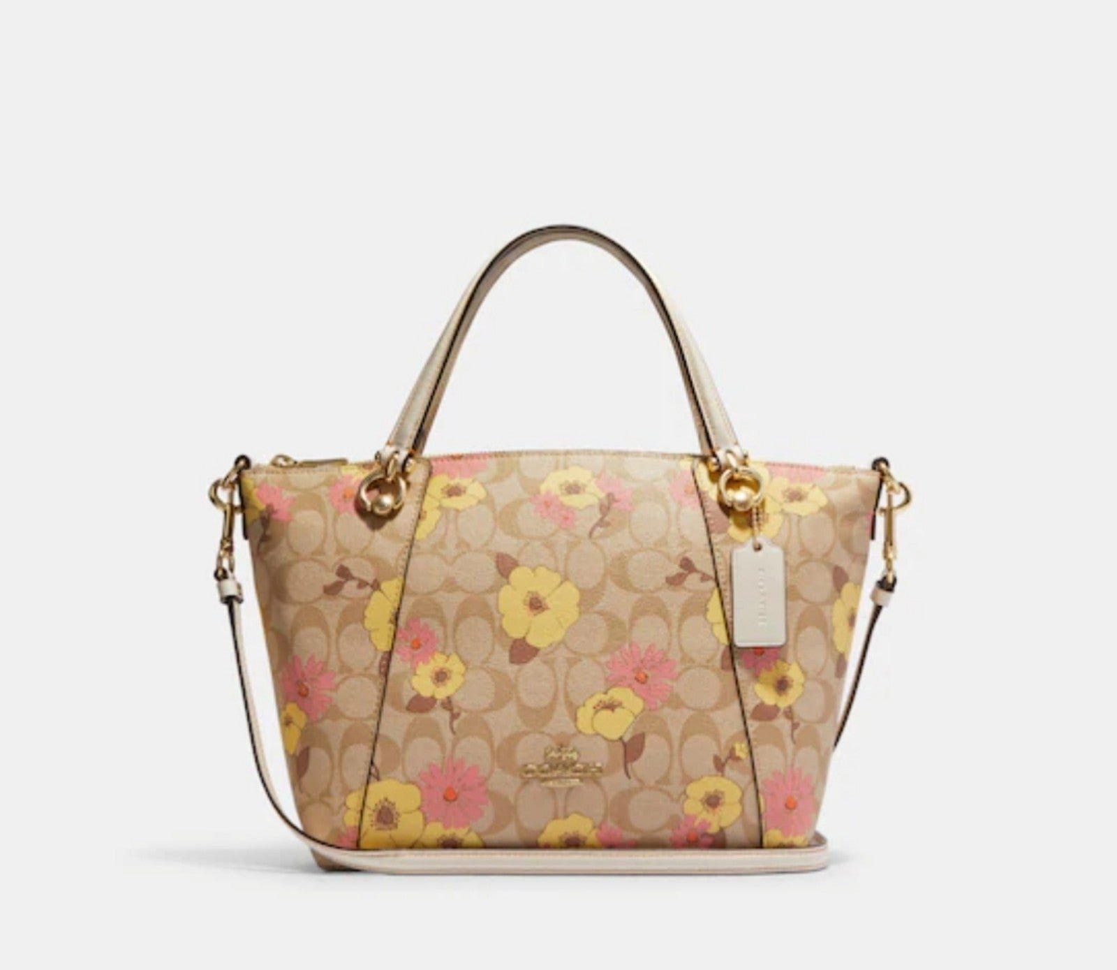Coach Kacey Satchel In Signature Canvas With Floral Cluster Print