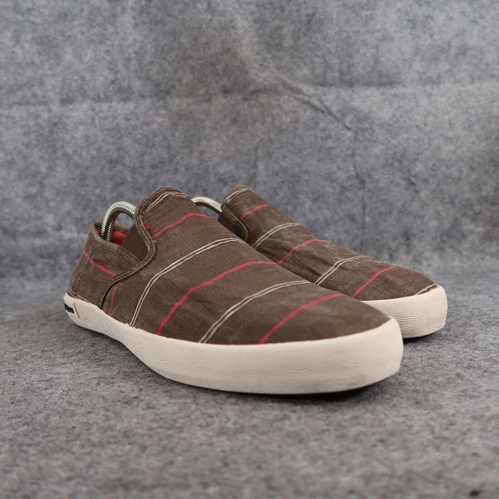Seavees Shoes Mens 10.5 Slip On Sneakers Loafers Baja Casual Plank Brown Poplin