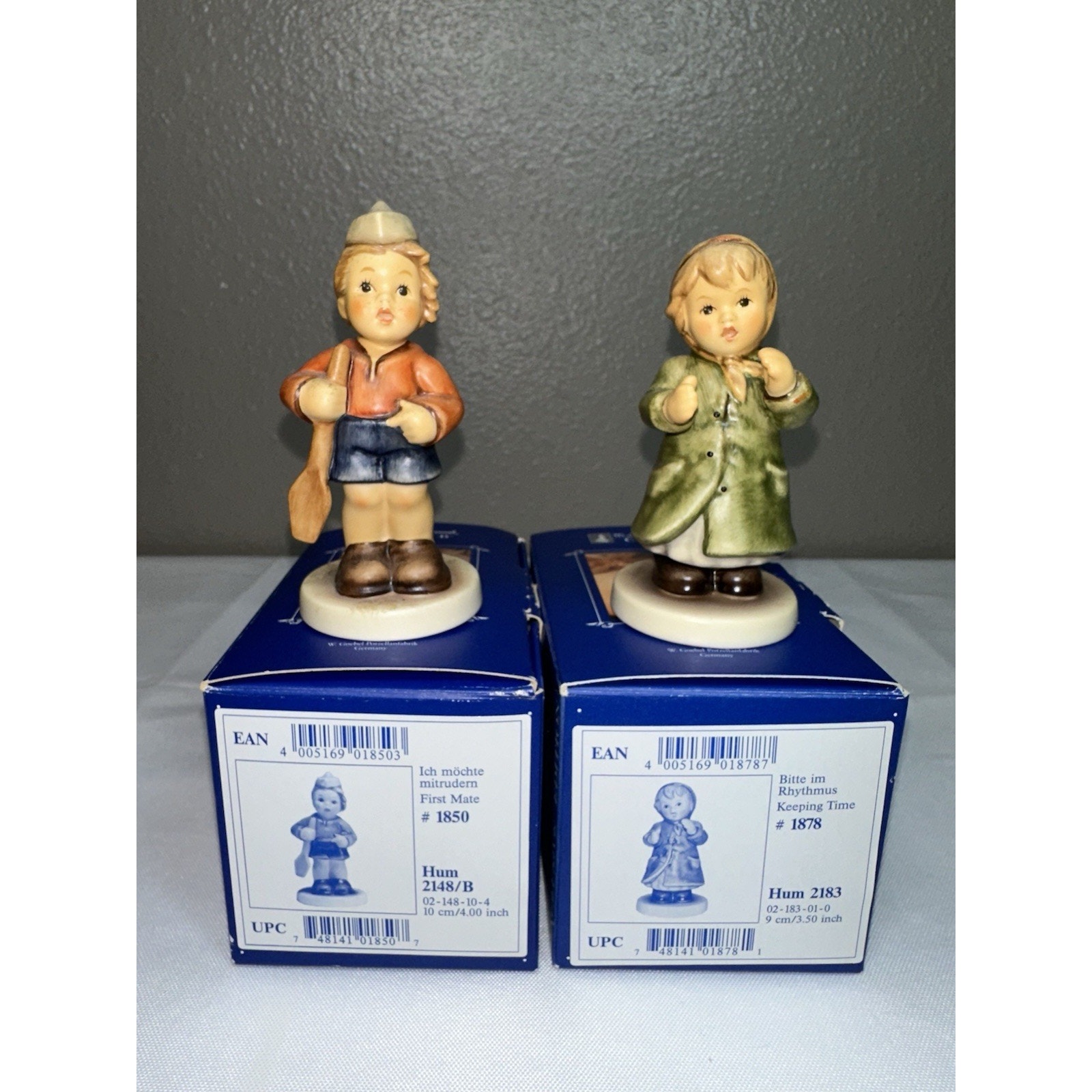 Lot Of 2 Hummel Figurines Boy First Mate Girl Keeping Time W/ Original Boxes