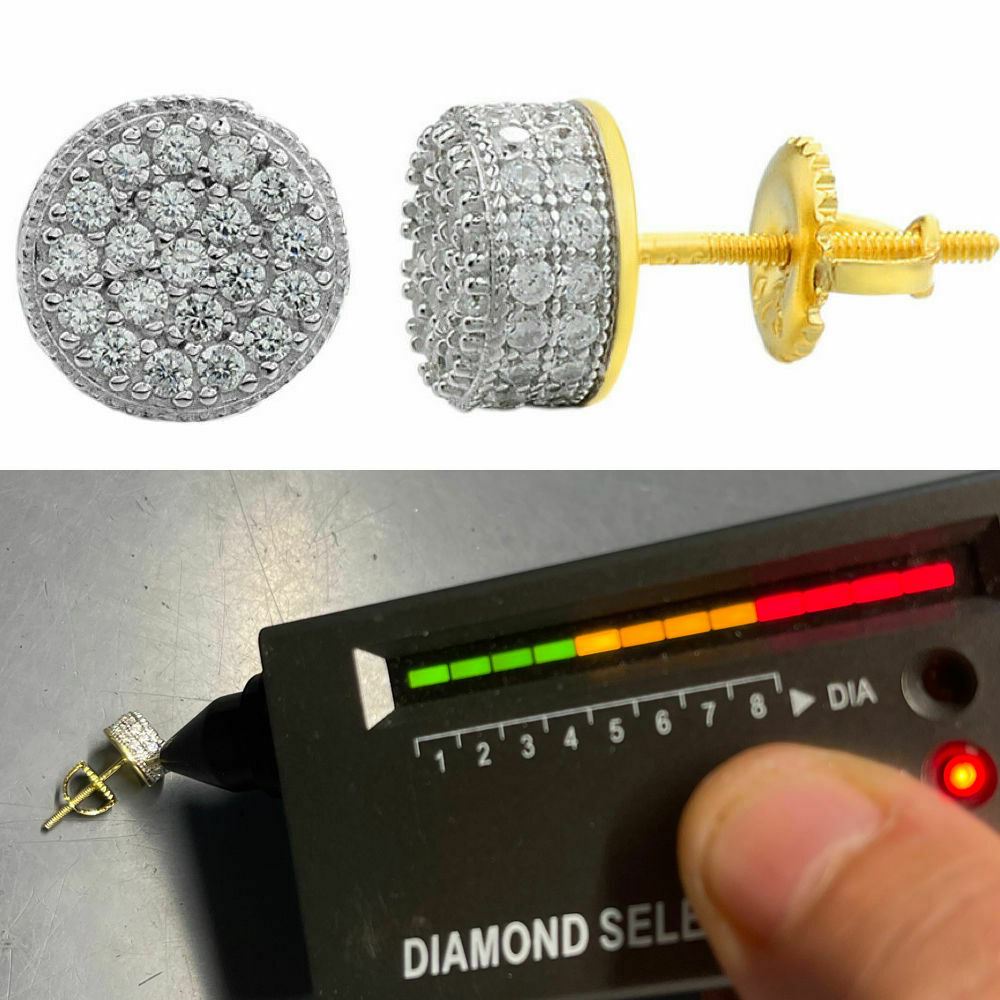 MOISSANITE Gold On Silver Round Earrings
