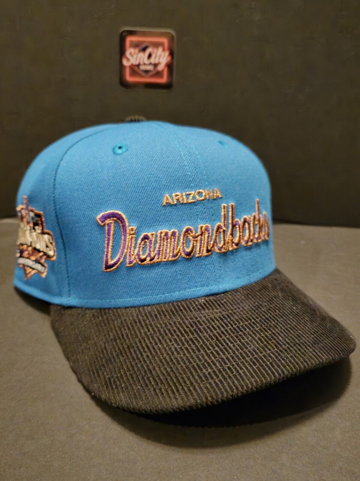 Arizona Diamondbacks Hat Club Script Spellout Corduroy Purple UV Fitted 7 1/8