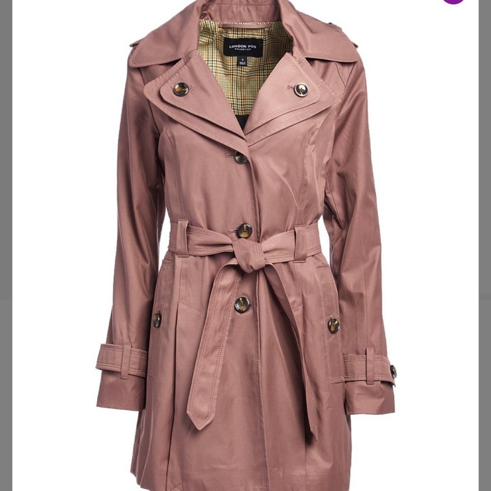 London Fog Front-Zip Hooded Trench Coat NWT