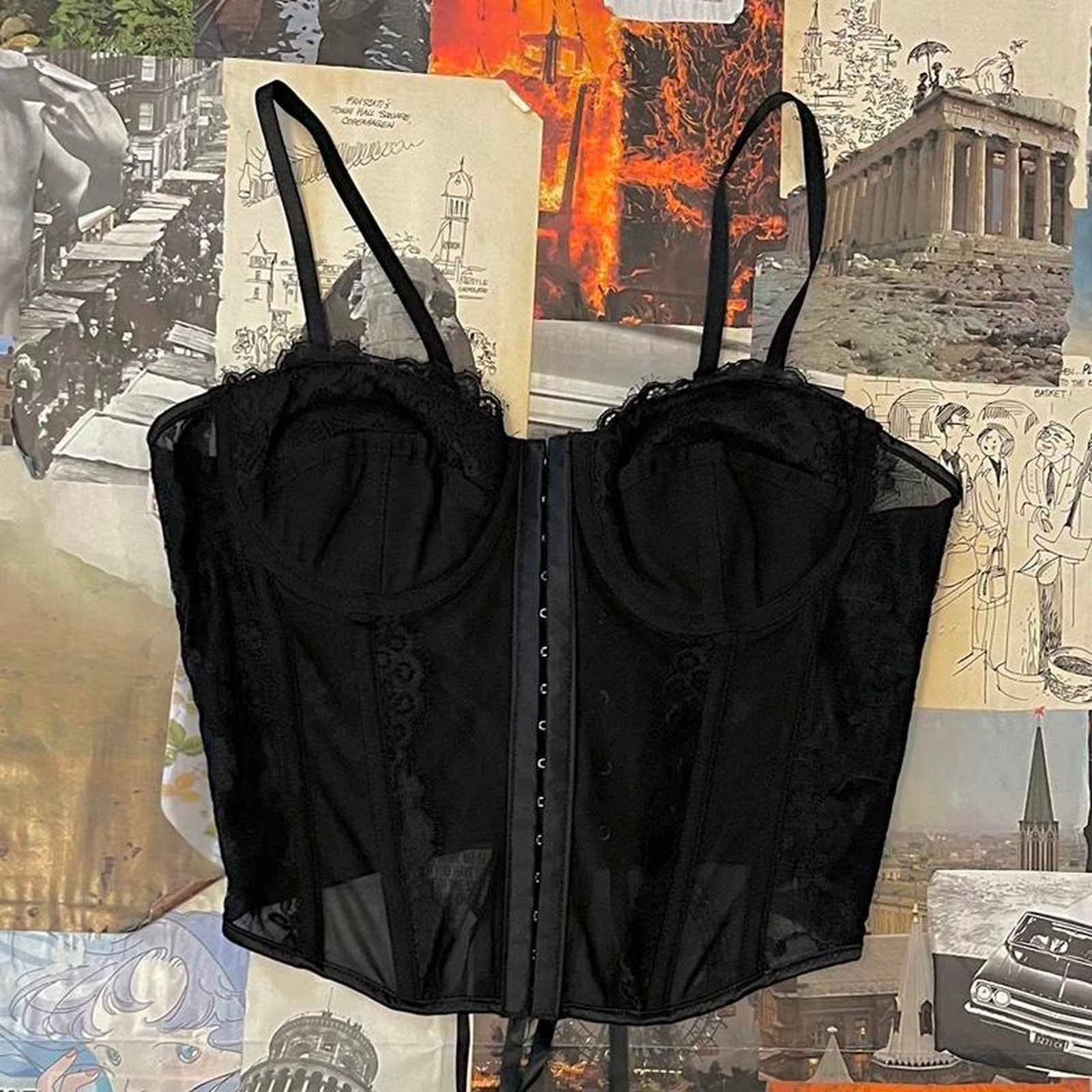 Black corset crop top