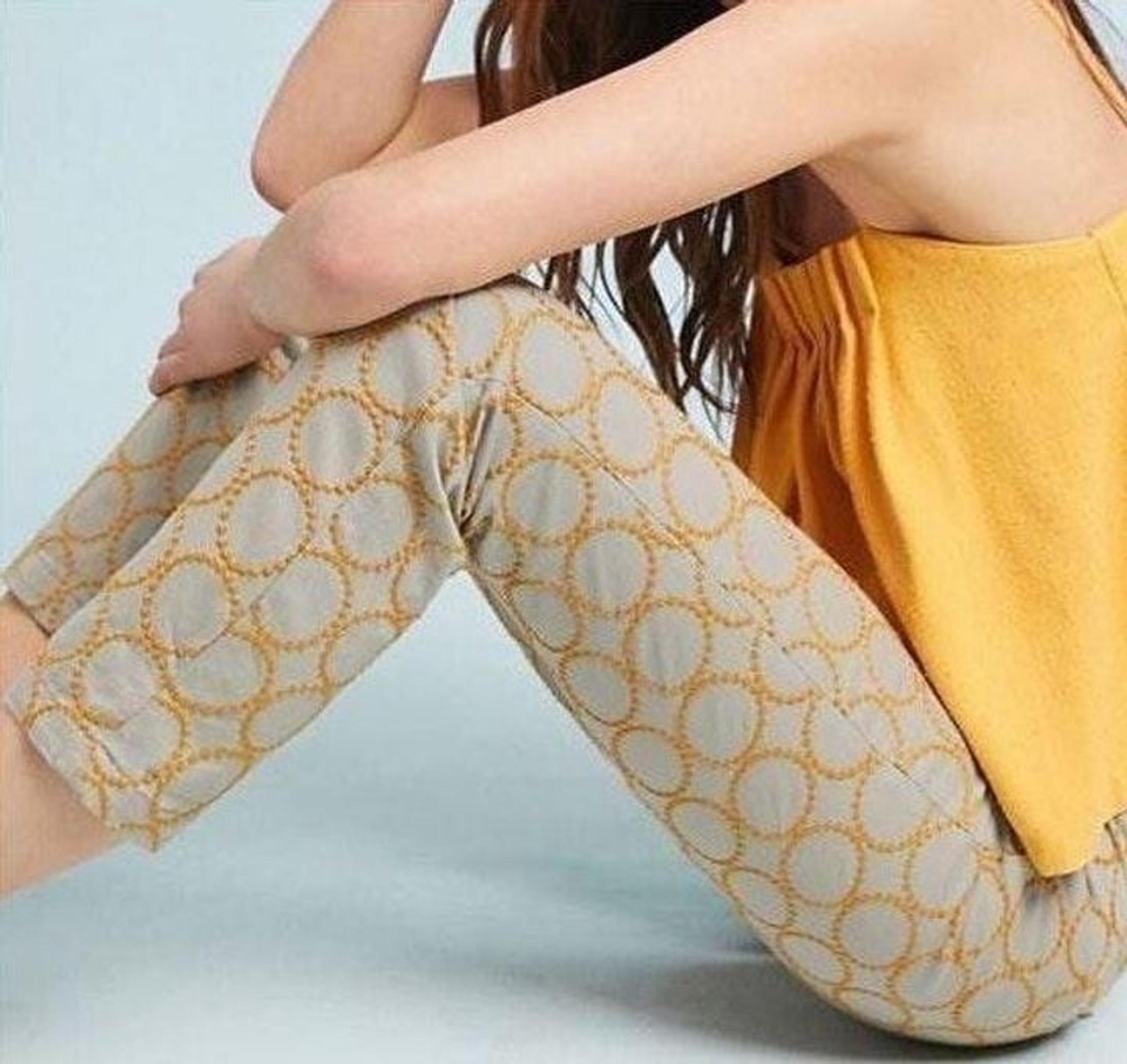 Chino by Anthropologie Relaxed Fit Circle Embroidered Khaki Pants