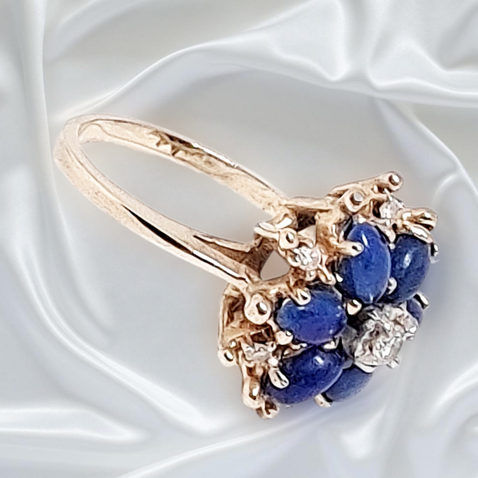 Solid 14K Gold with Lapis Lazuli Gemstones & Diamonds
