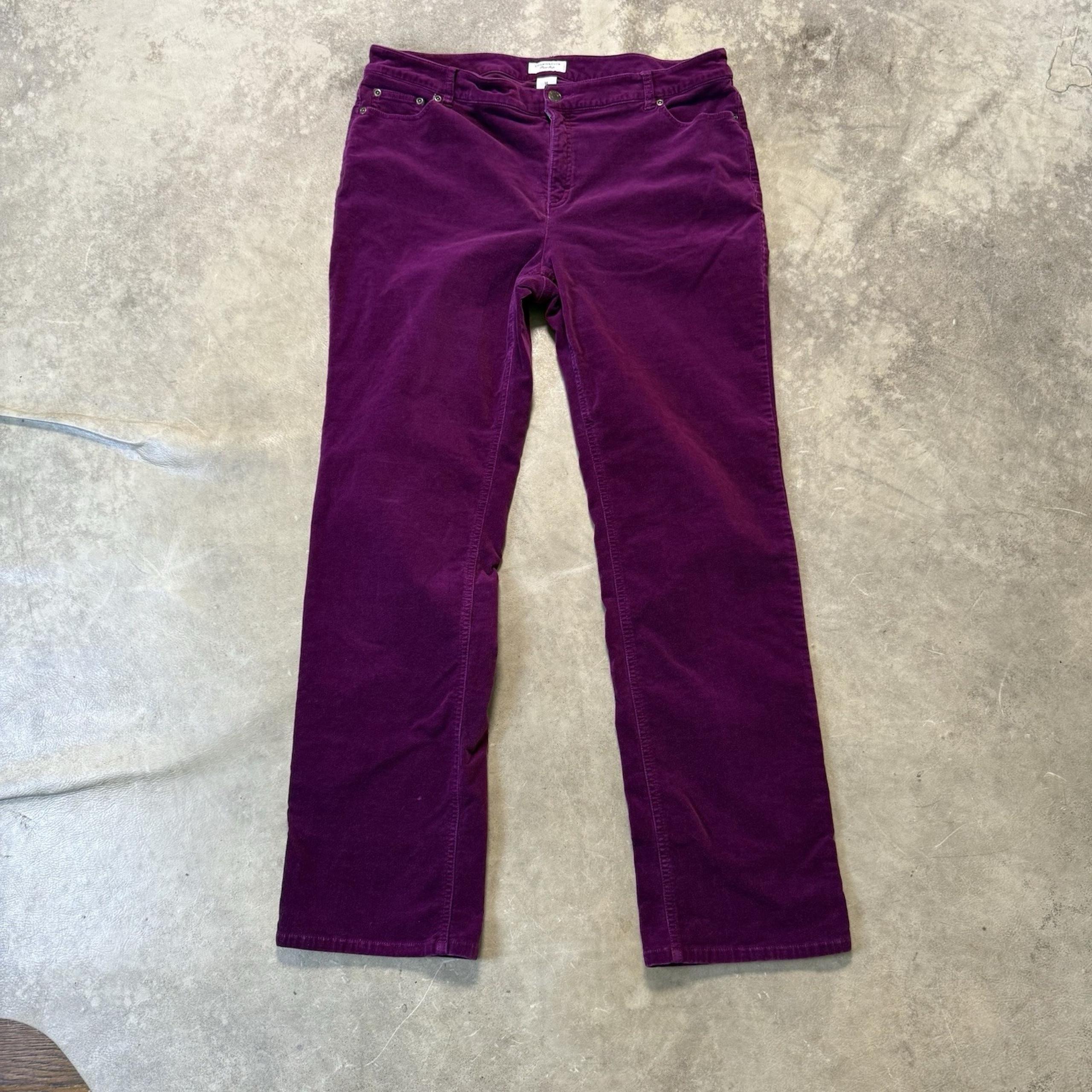 Charter Club Corduroy Pants Womens Size 14 Purple Mid Rise Straight Leg