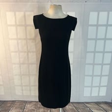 Mm lafleur solid black notch sleeve sheath dress size 6