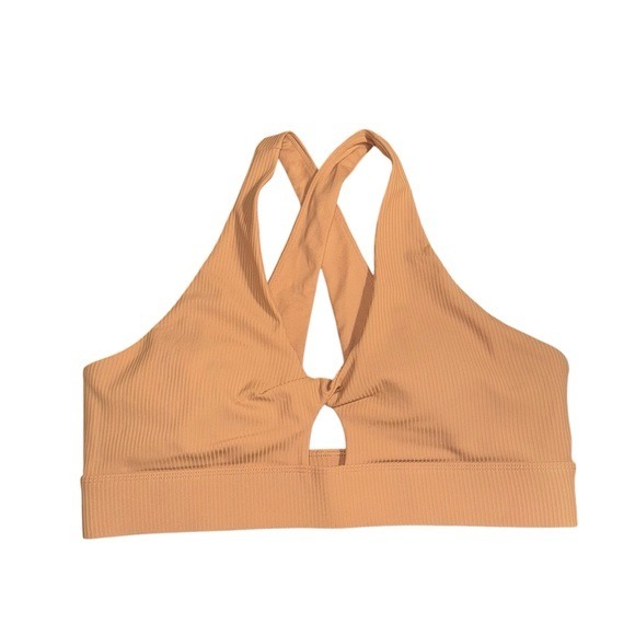 NWT Fabletics Oasis Twist Rib Sports Bra Tan Size XL