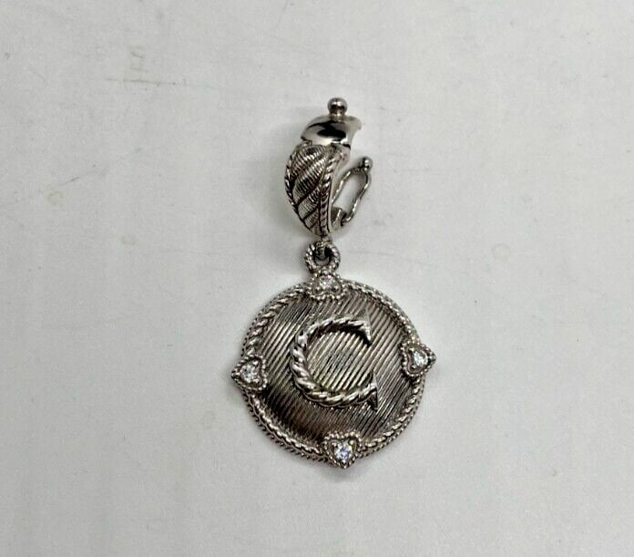 Judith Ripka Sterling Silver Initial c CZ Charm Enhancer Pendant c