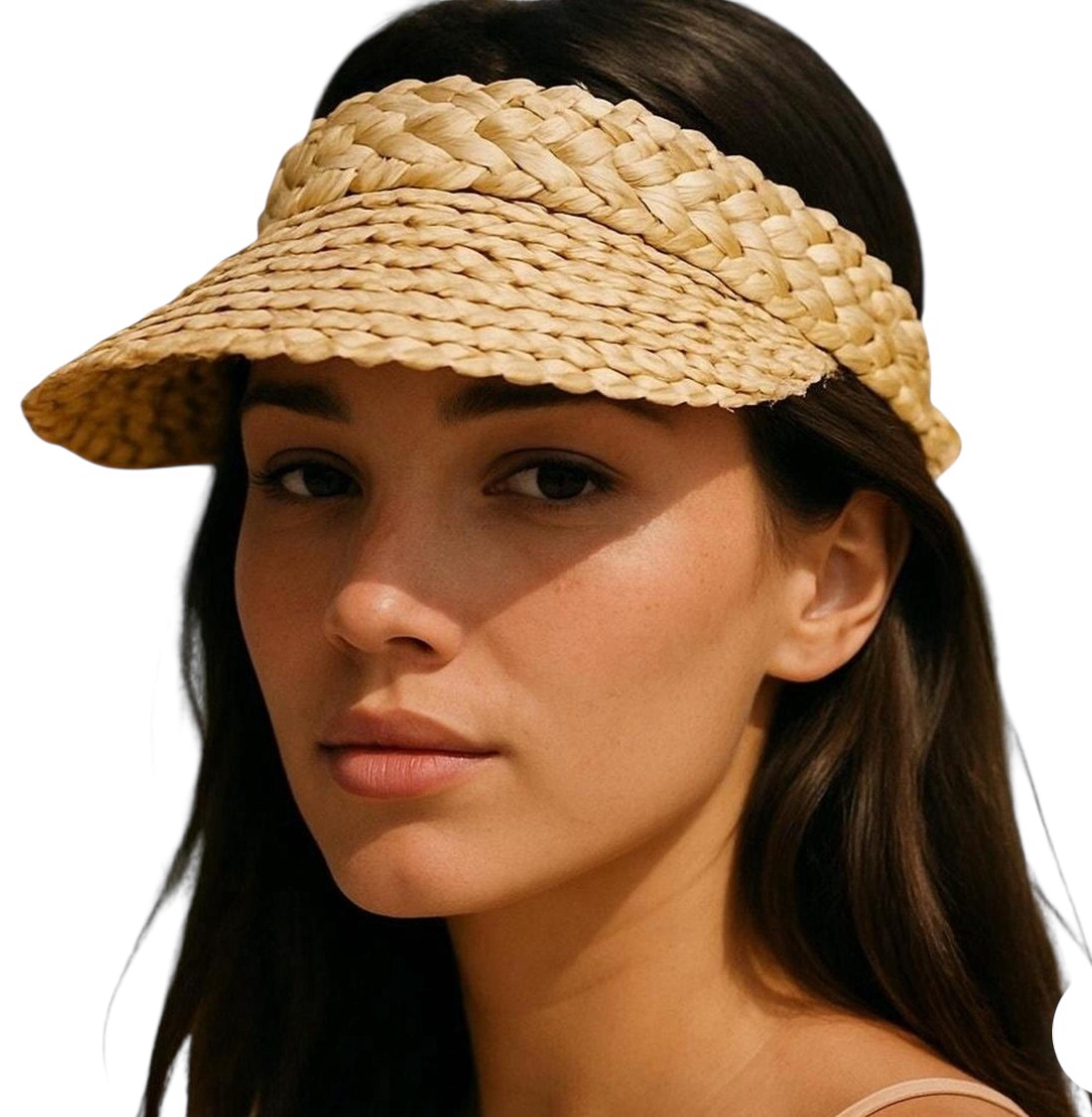 Beach Riot Tan Straw Sun Visor NWOT Foldable