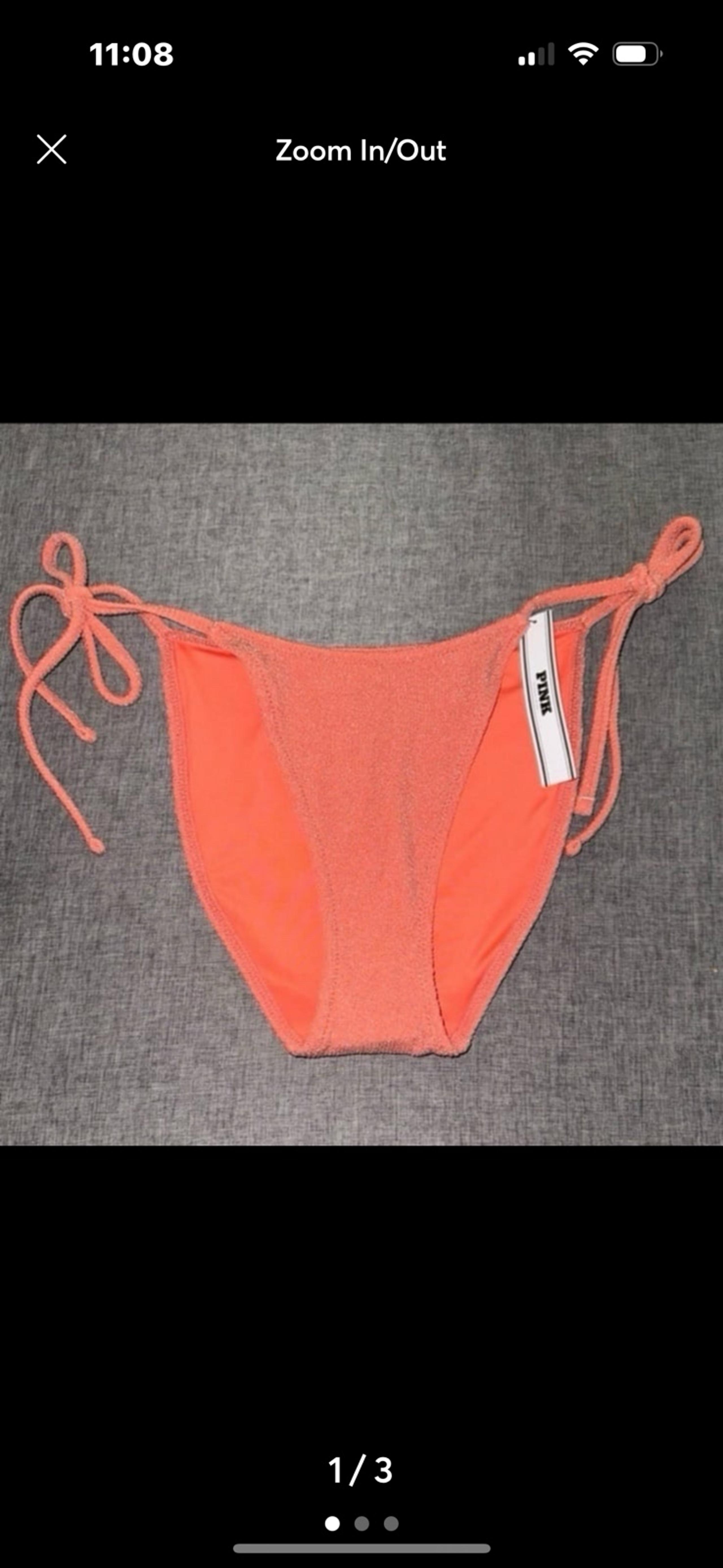 Victoria’s Secret Pink peach shimmer cheeky swimsuit bottom size XS NWT