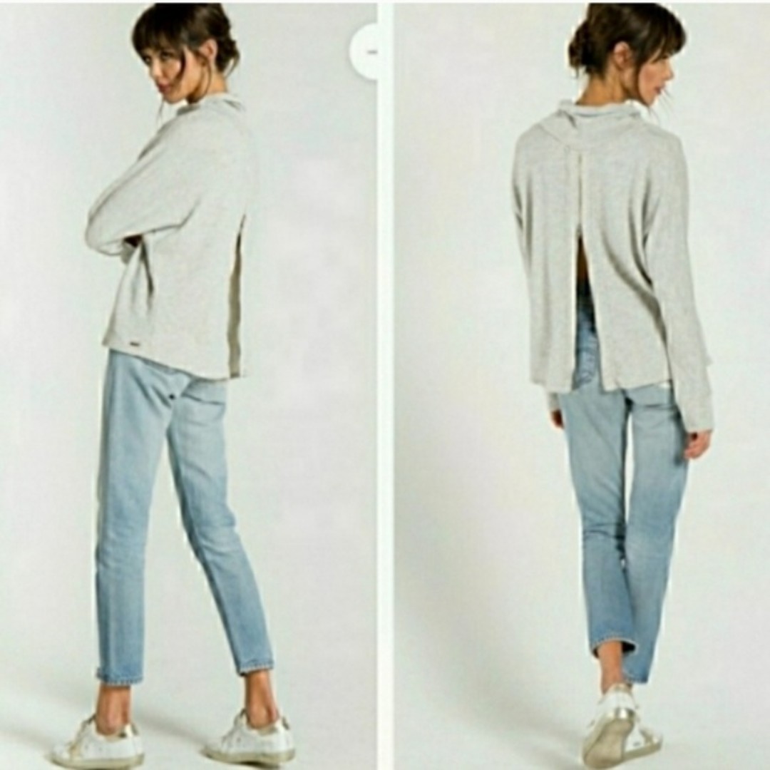 N:Philanthropy Helix Turtleneck Light Gray Open Back Sweater size Small