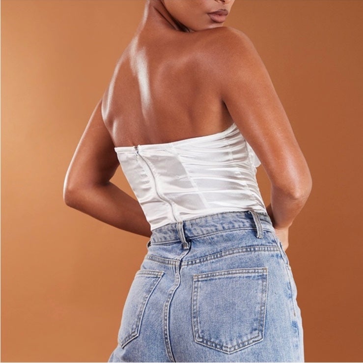 Silk satin corset - detail