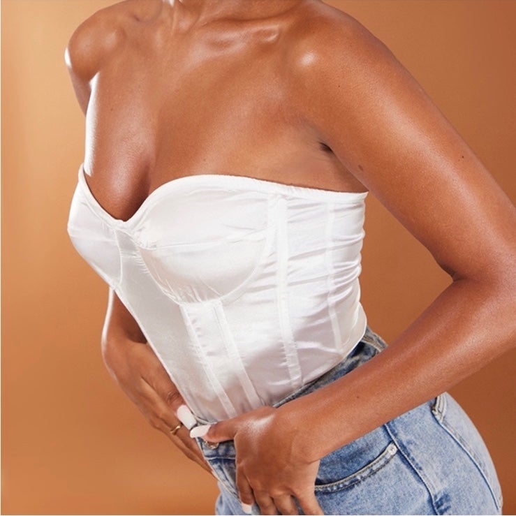 Silk satin corset - detail
