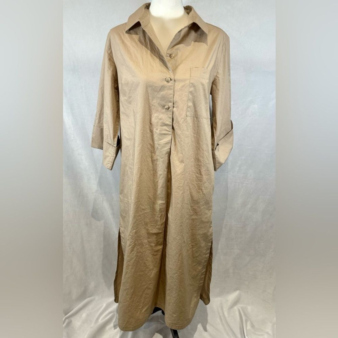 Lovechild 1979 Alec dress in Oyster 100% cotton midi dress w/ pockets size 36(6)