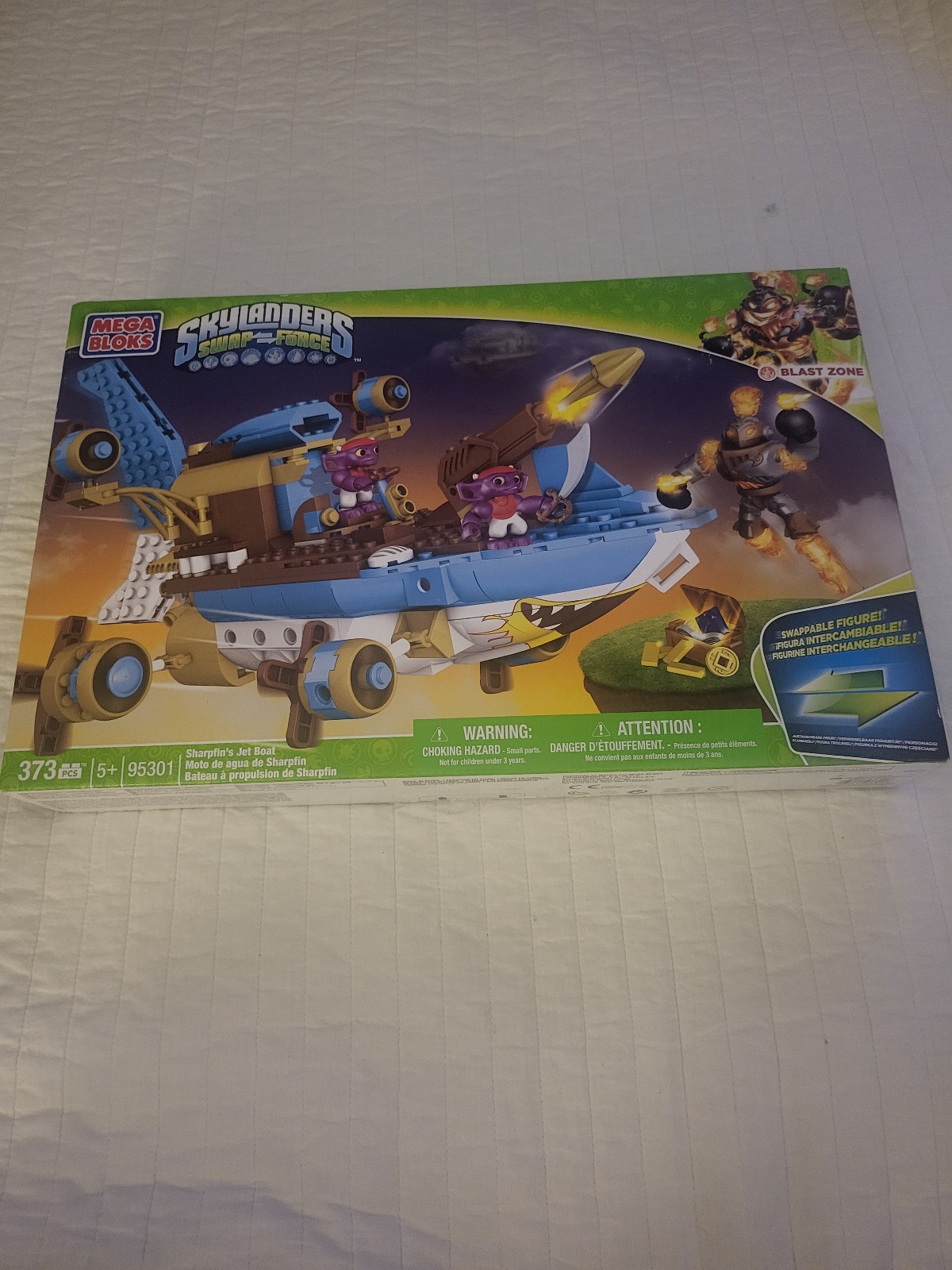 Mega Bloks 95301 Skylanders Swap Force Sharpfin's Jet Boat Blast Zone New 373 PC
