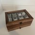 8-Slot Watch Box, 2-Tier Watch Display Case with Large Glass Lid, Rustic Walnut