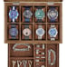 8-Slot Watch Box, 2-Tier Watch Display Case with Large Glass Lid, Rustic Walnut