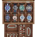 8-Slot Watch Box, 2-Tier Watch Display Case with Large Glass Lid, Rustic Walnut