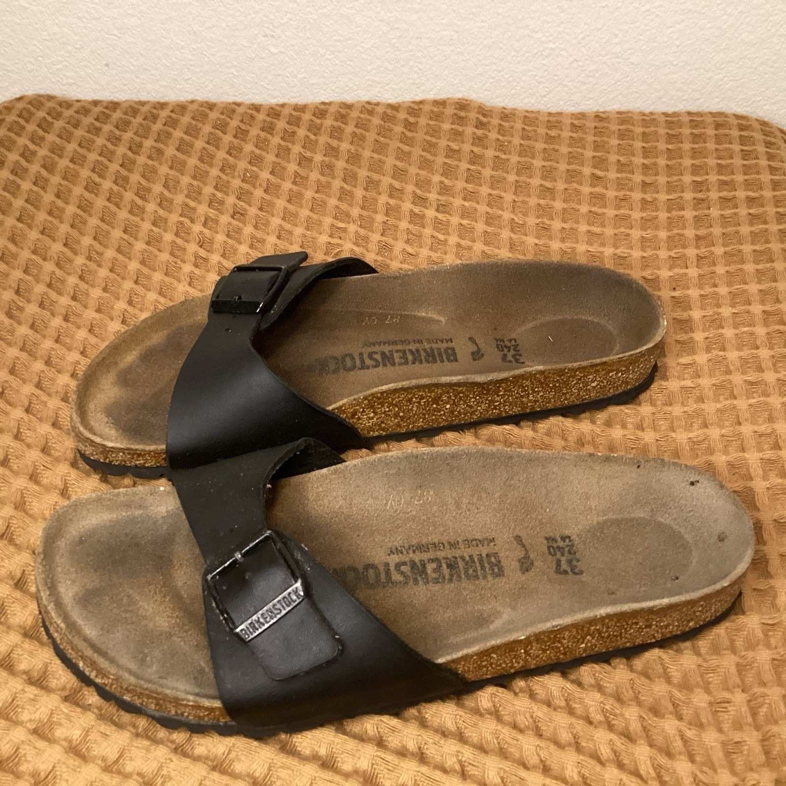 Birkenstock Madrid Womens US 6 EU 37 Black Brown Beach Outdoor Slide Sandals