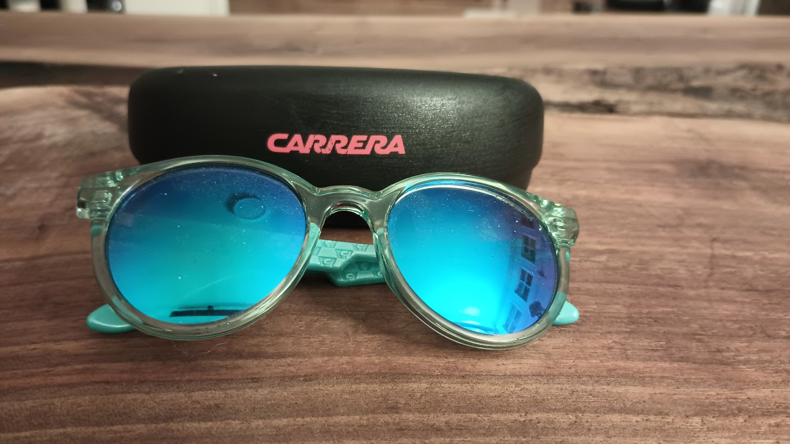 Carrera Carrerino 14 Kids Girls Round Turquoise / Turquoise Mirrored Sunglasses